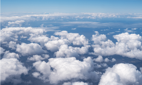 looking down on clouds