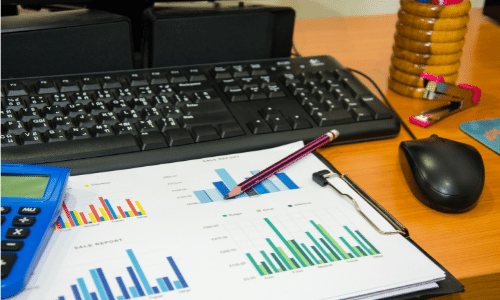 power bi report on desk