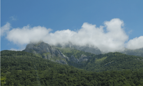 mountains in the clouds