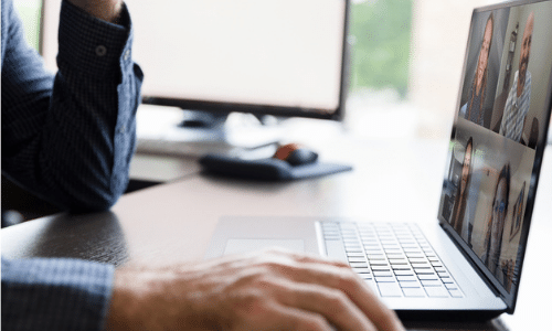 working remotely on laptop