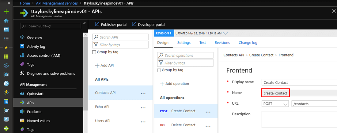 azure api management operation name