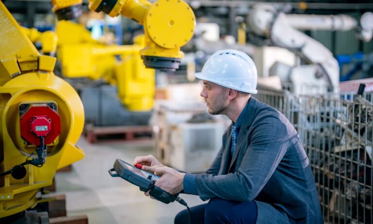 Worker uses advanced robotics supported by cloud connectivity