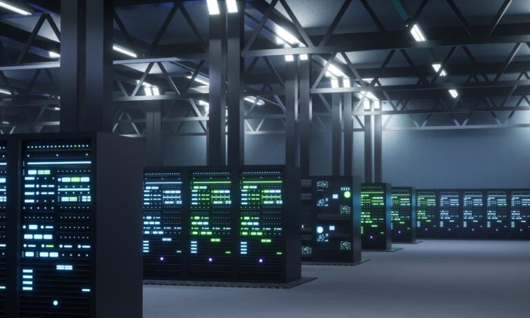Photo of a modern data center.