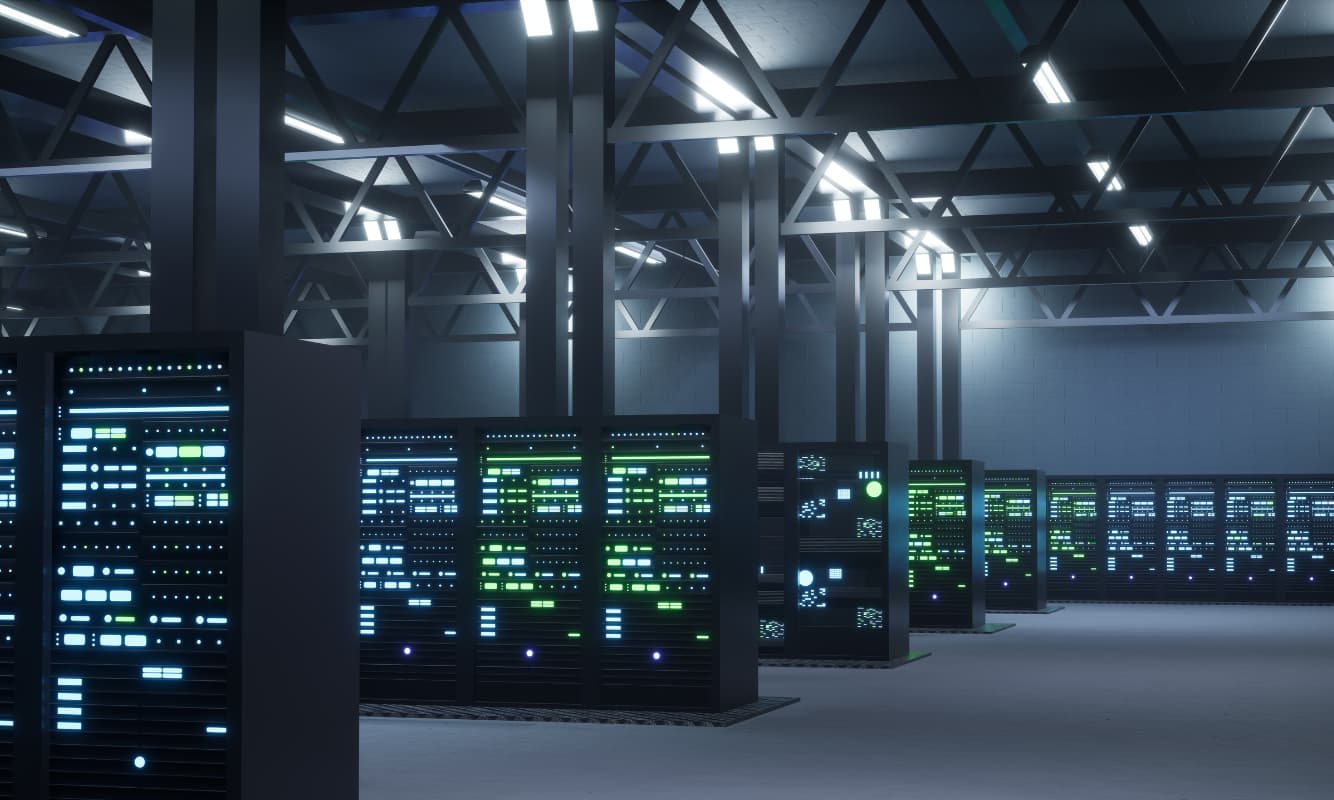 Photo of a modern data center.