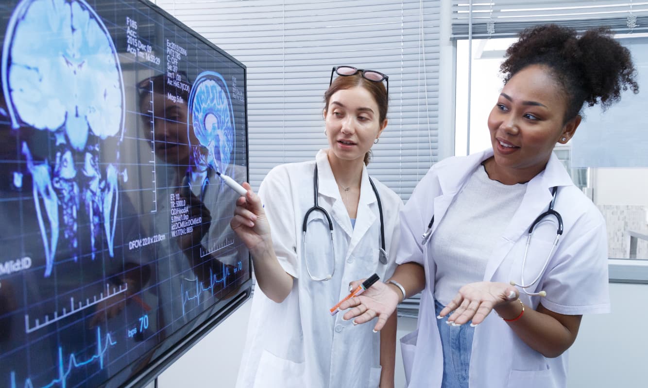 Doctors use AI technology to deliver better healthcare.