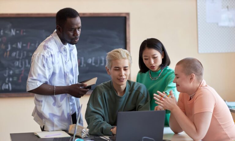 University student exploring educational content in a digital learning platform