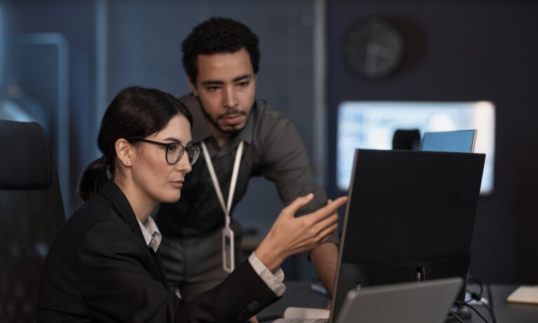 IT decision maker talking with a managed services provider representative.