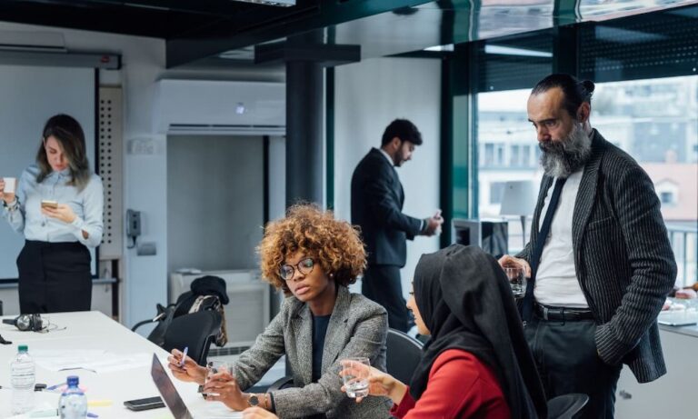 Business and IT teams collaborating on a change initiative.