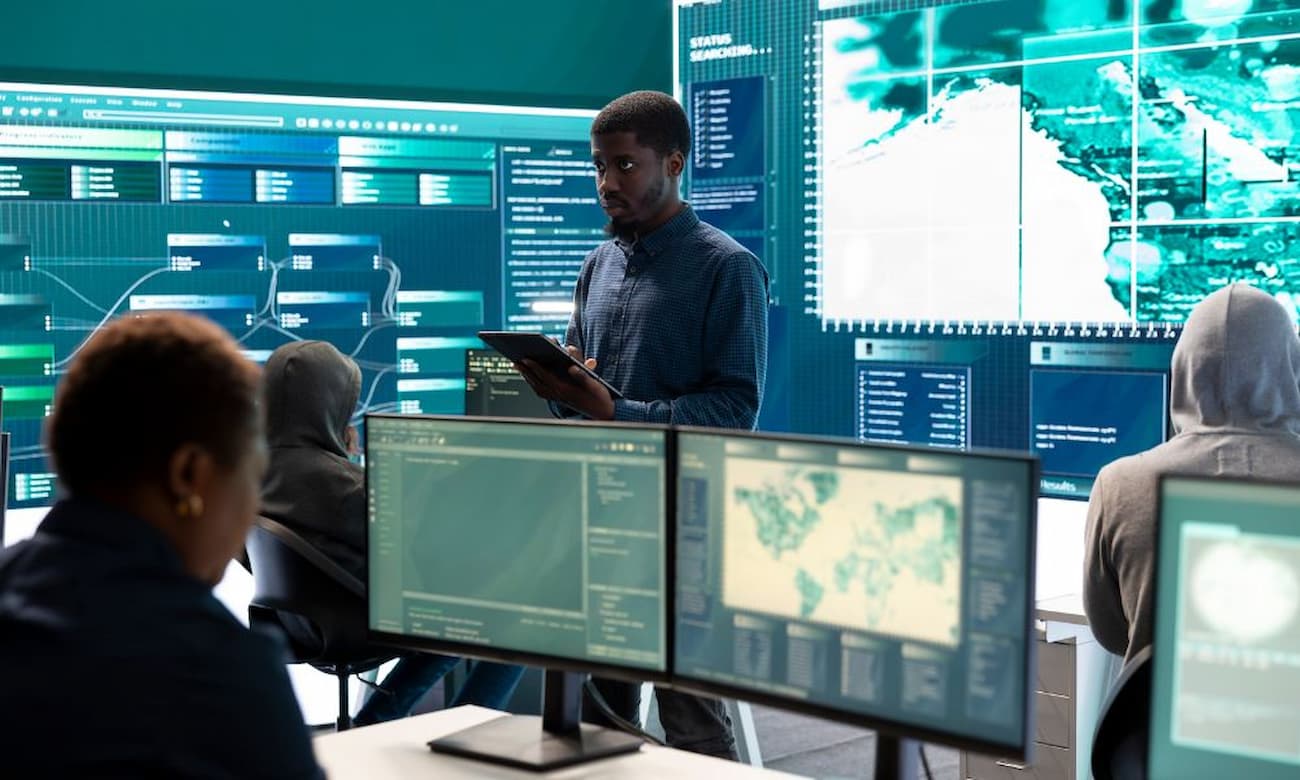 Cyber defense team analyzing cyber attacks