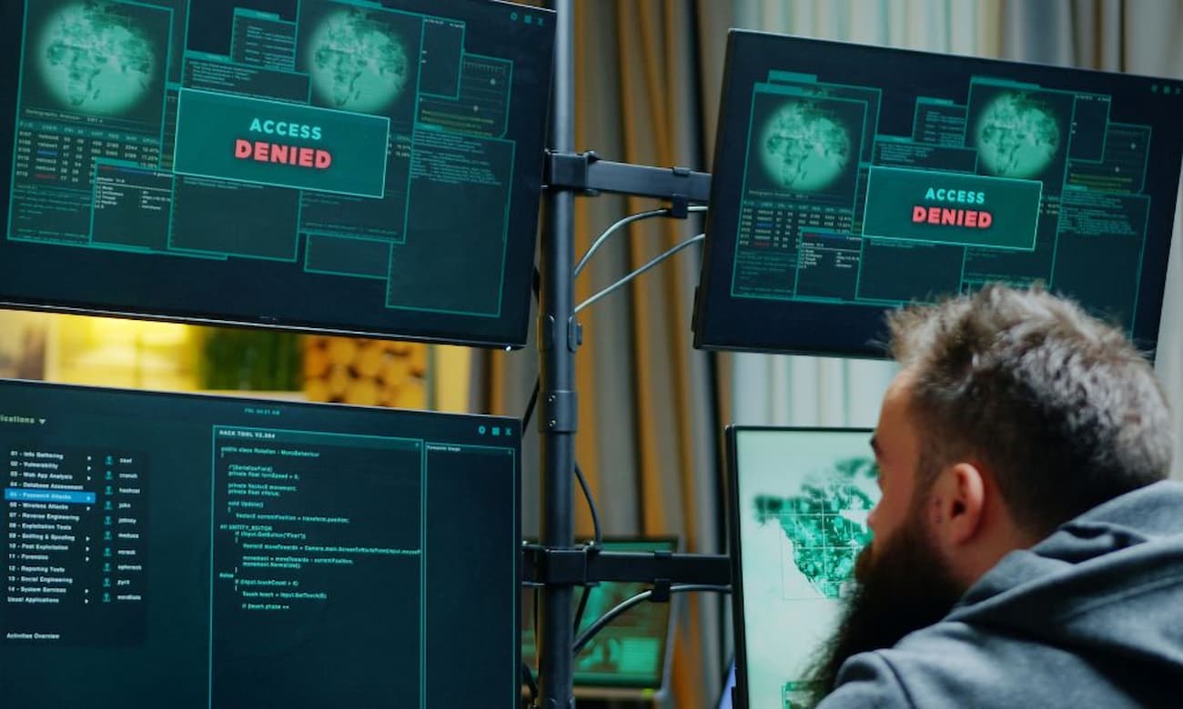 Unauthorized user viewing access denied on computer screen
