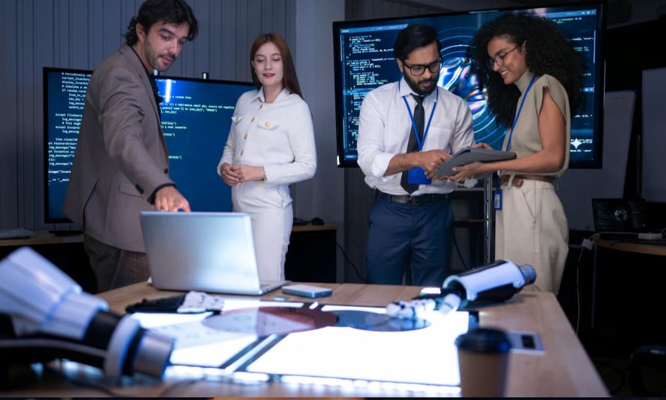 IT teams collaborating in an office setup